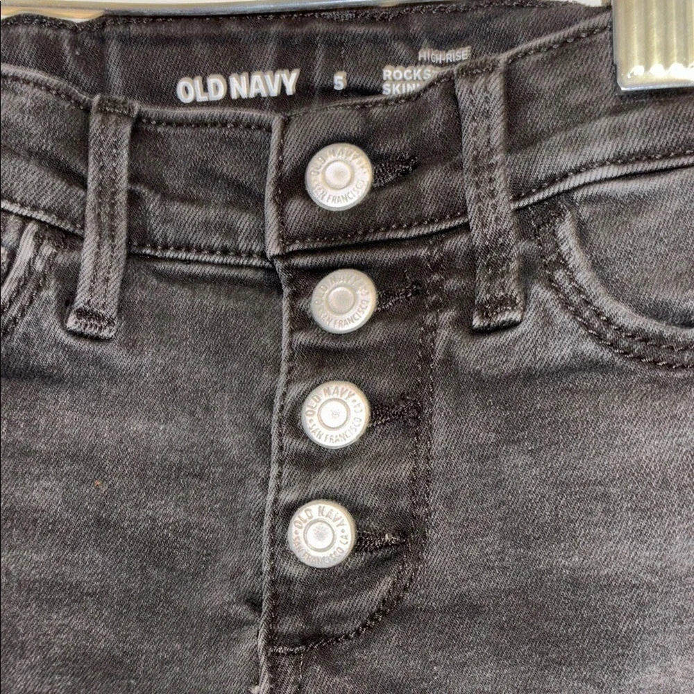 Old Navy Girls Rockstar Skinny Jeans Black High Rise Button Fly Size‎ 5